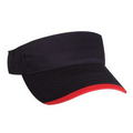 Brushed Cotton Twill Wave Visor w/ Contrast Trim (Navy Blue/Red)
